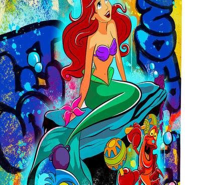 Leinwand Bilder Arielle Meerjungfrau Pop Art Wandbilder -Hochwertiger Kunstdruck B8444