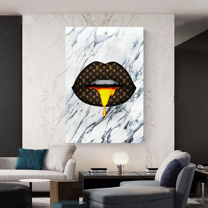 Leinwand Bilder Lippen Mamor Marke Pop Art Wandbilder -Hochwertiger Kunstdruck B8368