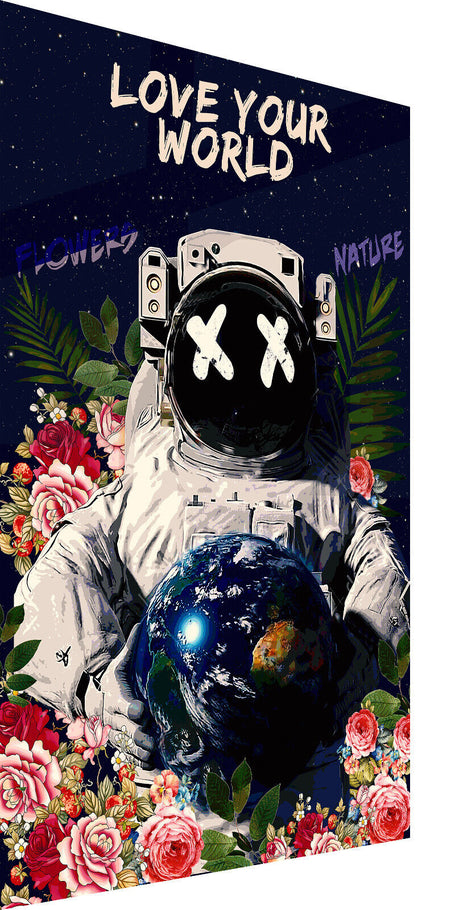 Leinwand Bilder Astronaut Love World Pop Art Wandbilder -Hochwertiger Kunstdruck B8474