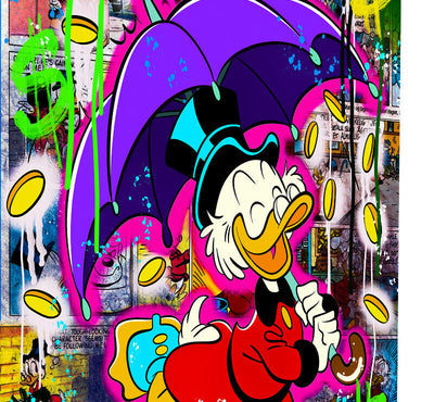 Leinwand Bilder Dagobert Duck Schirm Pop Art Wandbilder-Hochwertiger Kunstdruck B8420