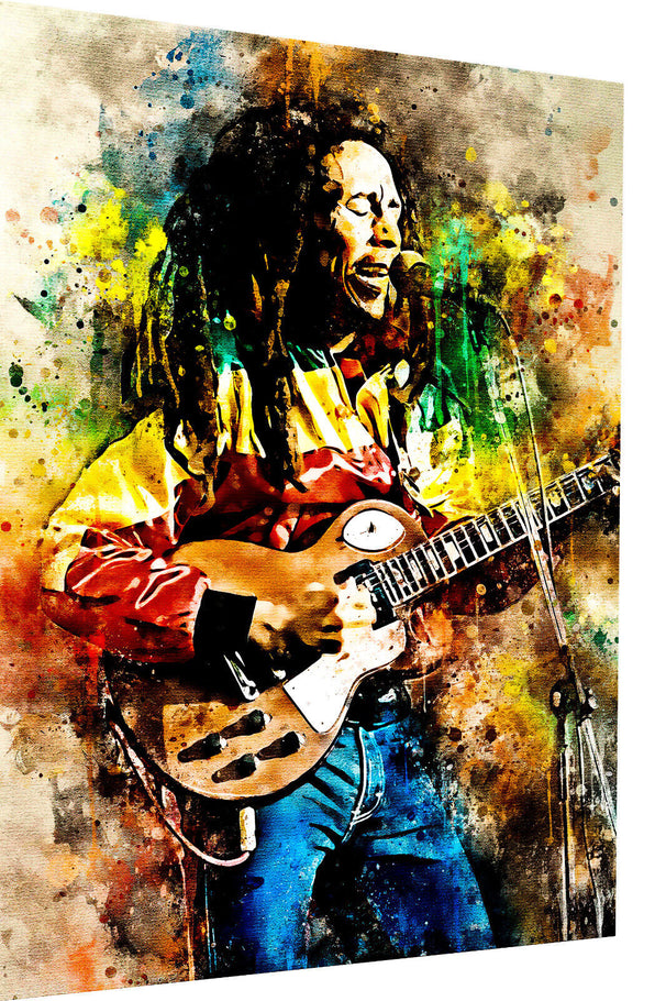 Leinwand Bilder Bob Marley Gitarre Pop Art Wandbilder -Hochwertiger Kunstdruck B8369