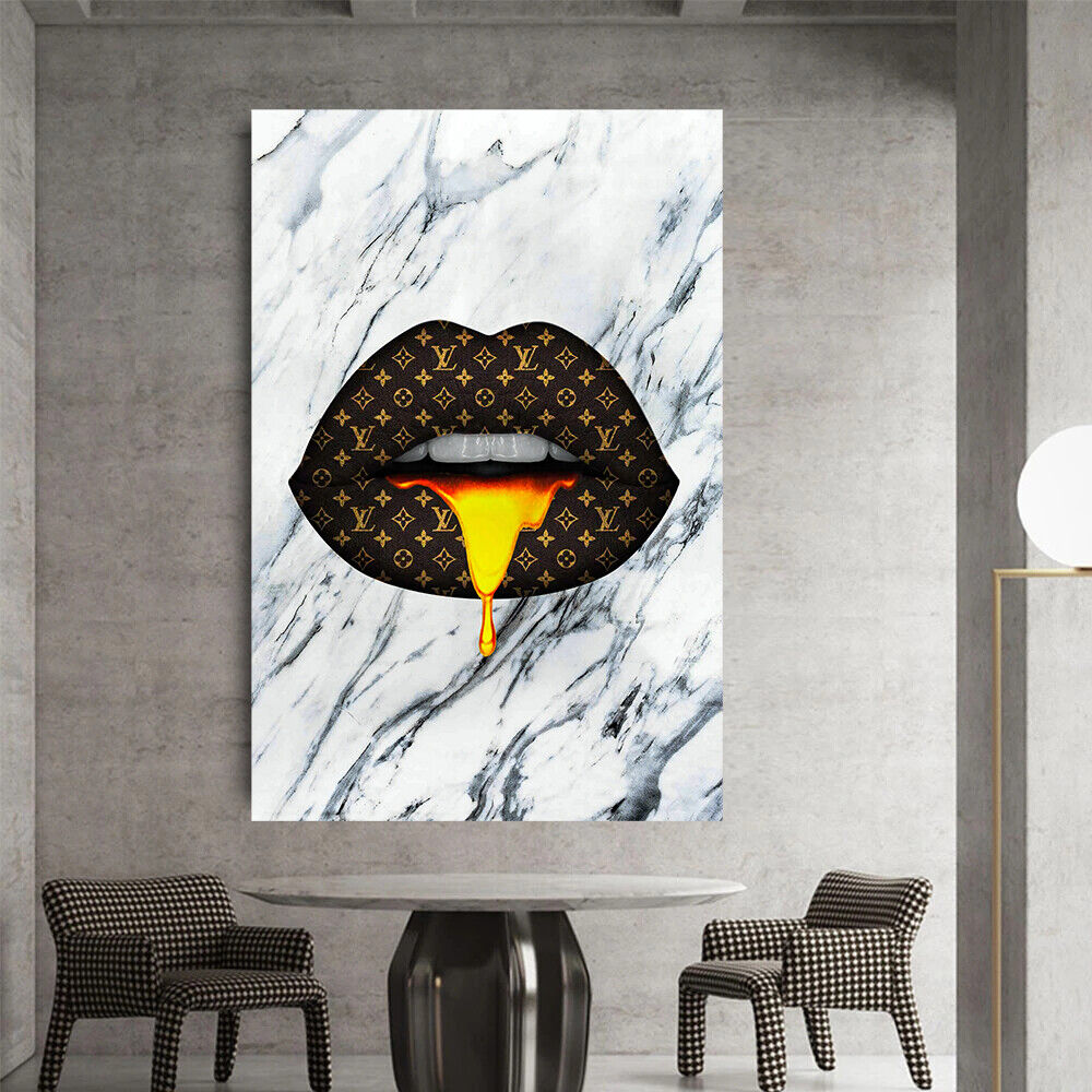 Leinwand Bilder Lippen Mamor Marke Pop Art Wandbilder -Hochwertiger Kunstdruck B8368