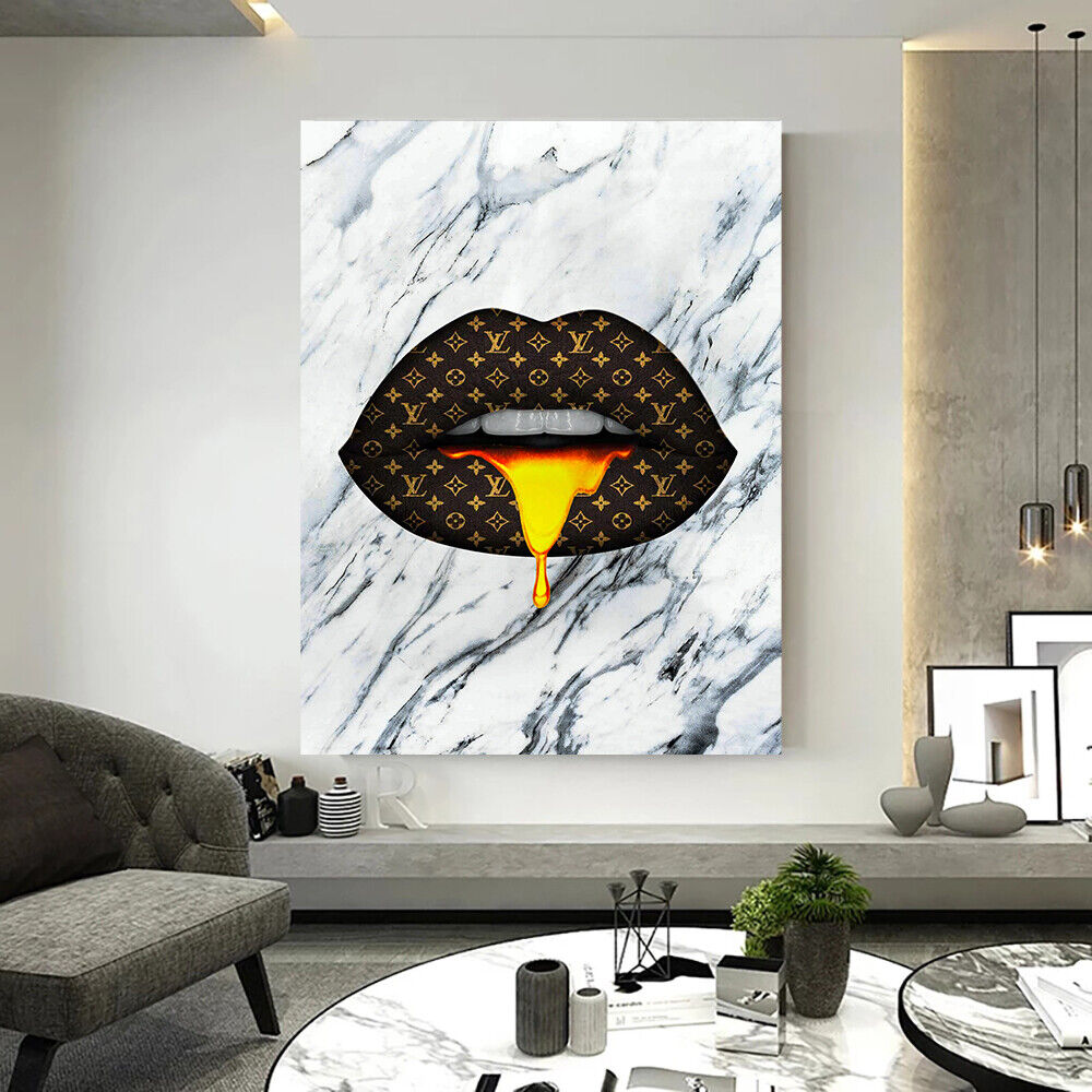 Leinwand Bilder Lippen Mamor Marke Pop Art Wandbilder -Hochwertiger Kunstdruck B8368