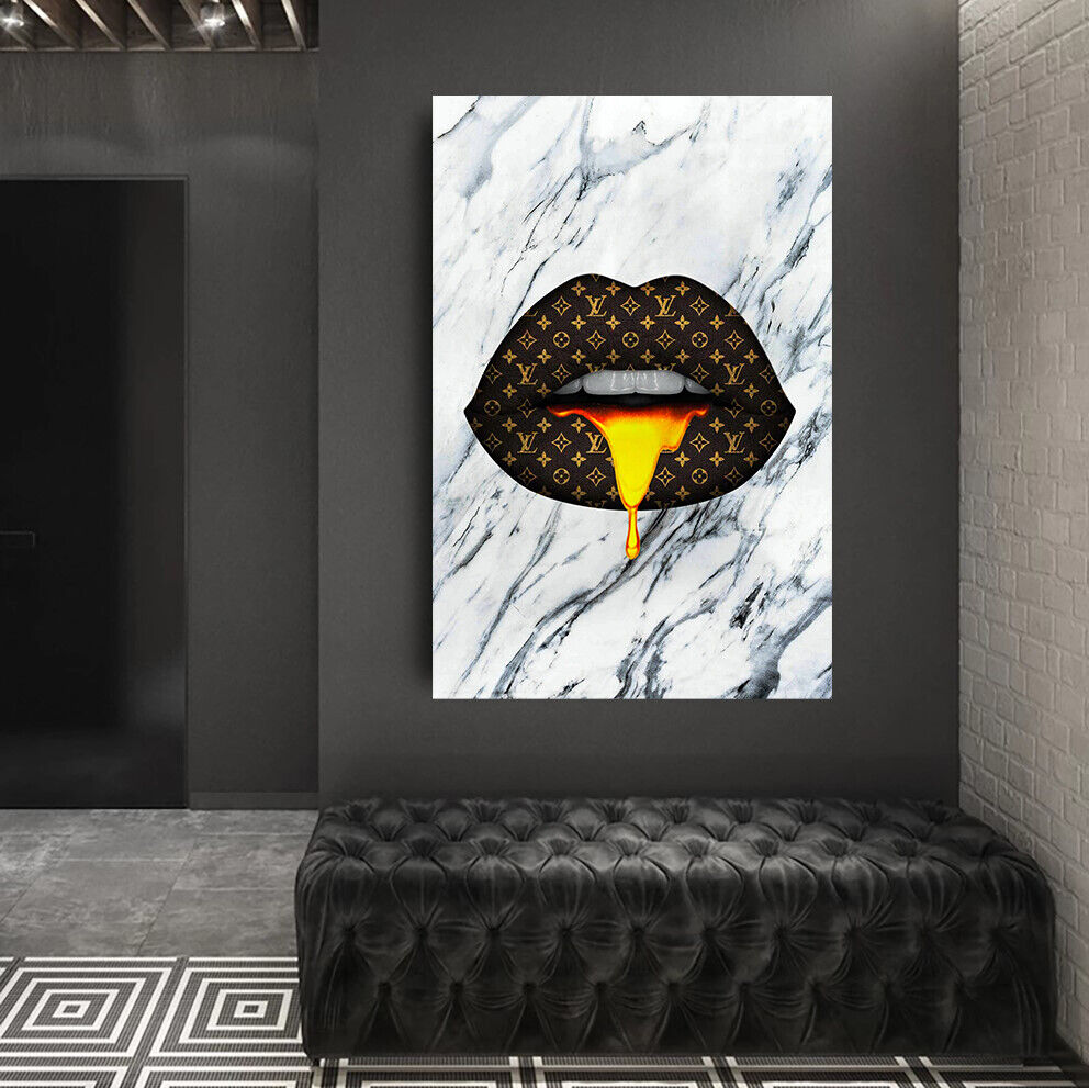 Leinwand Bilder Lippen Mamor Marke Pop Art Wandbilder -Hochwertiger Kunstdruck B8368