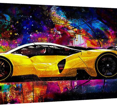 Leinwand Bilder Sportwagen Autos Pop Art Wandbilder -Hochwertiger Kunstdruck B8361