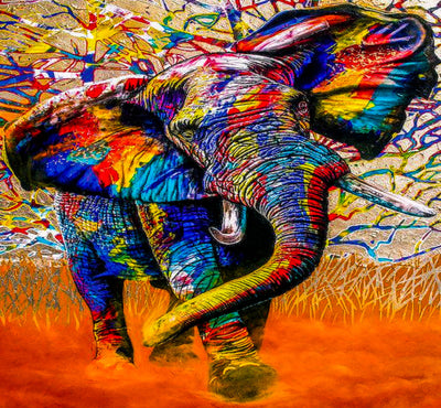 Leinwand Abstrakt Elefant Tiere Bilder Wandbilder - Hochwertiger Kunstdruck A3473