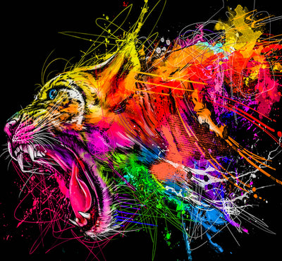 Leinwand Abstrakt Tiger Tiere Bilder Wandbilder - Hochwertiger Kunstdruck A3480