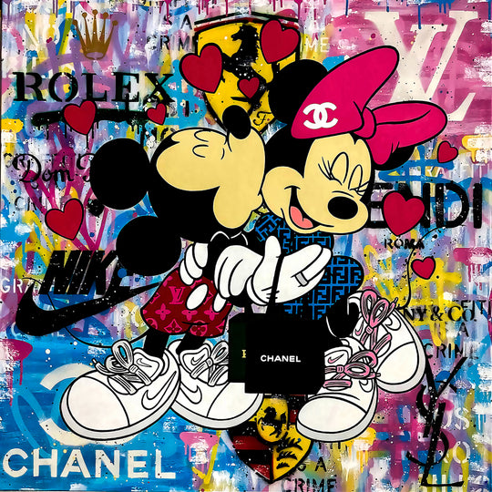 Pop Art Micky Maus Liebe Leinwand Bilder Wandbilder - Hochwertiger Kunstdruck B8023