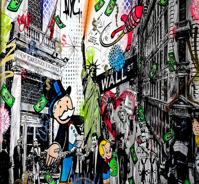 Pop Art Monopoly Figuren NYC Leinwand Wandbilder - Hochwertiger Kunstdruck B8054