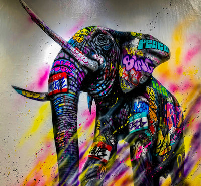 Leinwand Abstrakt Elefant Tiere Bilder Wandbilder - Hochwertiger Kunstdruck B8122