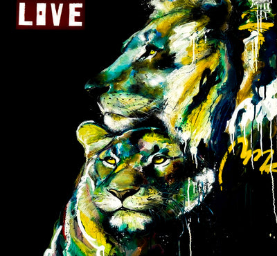 Leinwand Abstrakt Löwe Love Tiere Bilder Wandbilder - Hochwertiger Kunstdruck B8123