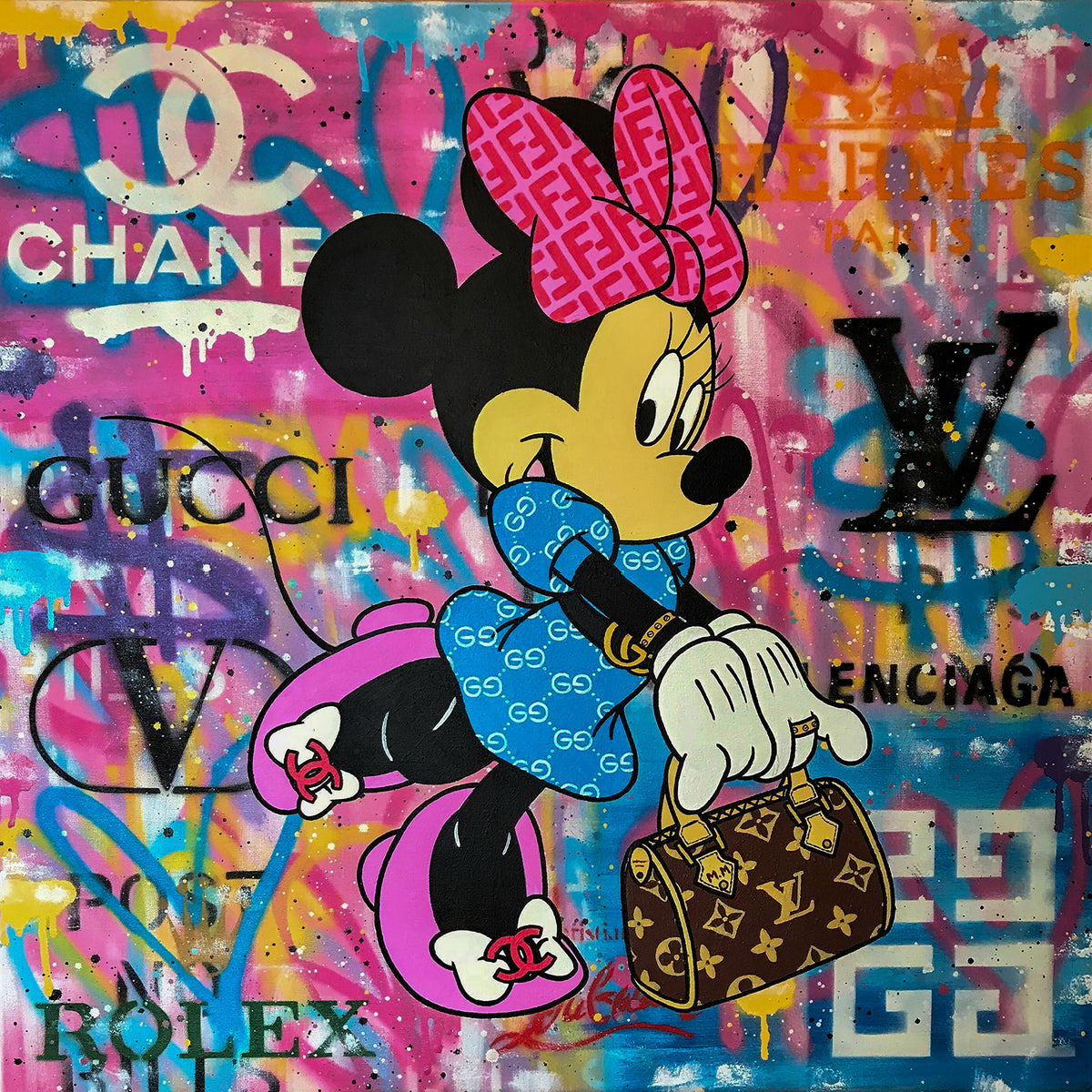 Leinwand Bilder Minnie Maus Tasche Pop Art Wandbilder