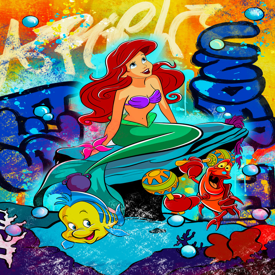 Leinwand Bilder Arielle Meerjungfrau Pop Art Wandbilder -Hochwertiger Kunstdruck B8444