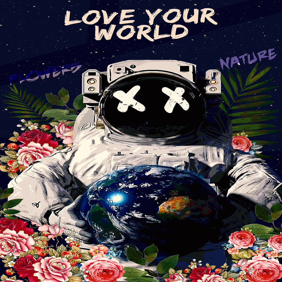 Leinwand Bilder Astronaut Love World Pop Art Wandbilder -Hochwertiger Kunstdruck B8474