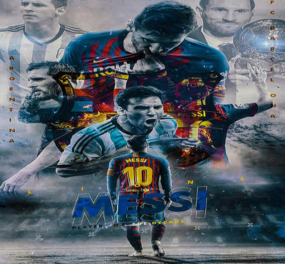 Fußball Lionel Messi FC Barcelona Leinwand Wandbilder - Hochwertiger Kunstdruck P5288