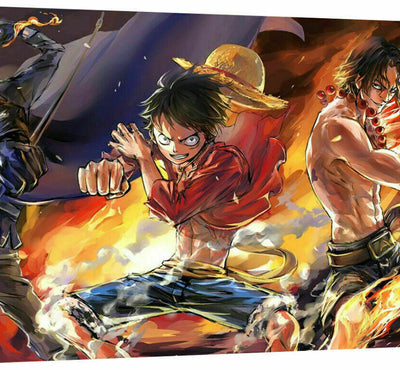 Leinwand One Piece Ruffy Ace Sabo Bilder Wandbilder - Hochwertiger Kunstdruck A3363
