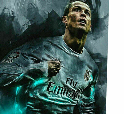 Cristiano Ronaldo CR7 Fußball Gemalt Leinwand Wandbilder-Hochwertiger Kunstdruck P5287