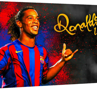 Leinwand Fußball Sport Ronaldinho Bilder Wandbilder - Hochwertiger Kunstdruck A3741