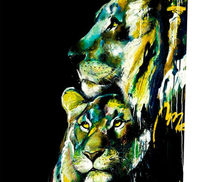 Leinwand Abstrakt Löwe Love Tiere Bilder Wandbilder - Hochwertiger Kunstdruck B8123