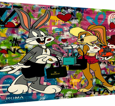 Pop Art Hase Leinwand Bilder Wandbilder - Hochwertiger Kunstdruck B8030