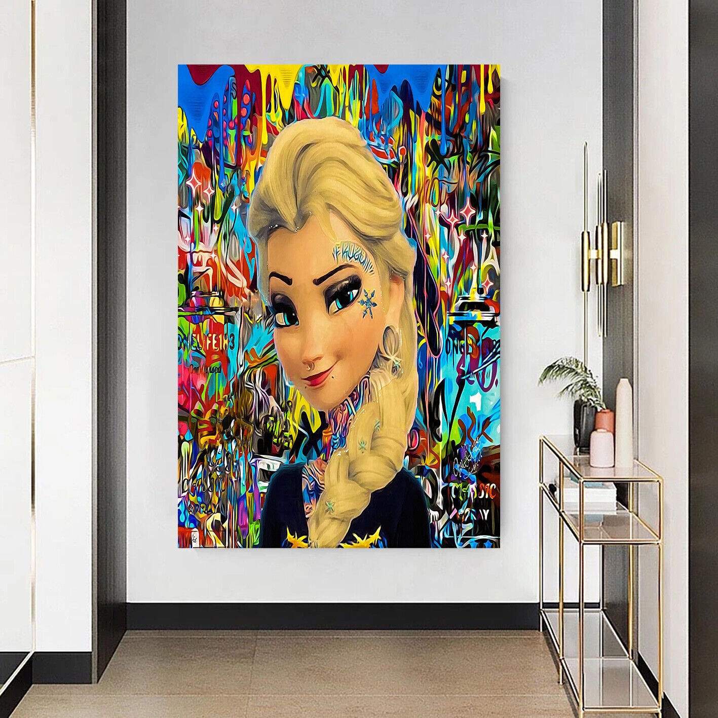 Leinwand Bilder Eiskönigin Elsa Pop Art Wandbilder - Hochwertiger Kunstdruck B8208