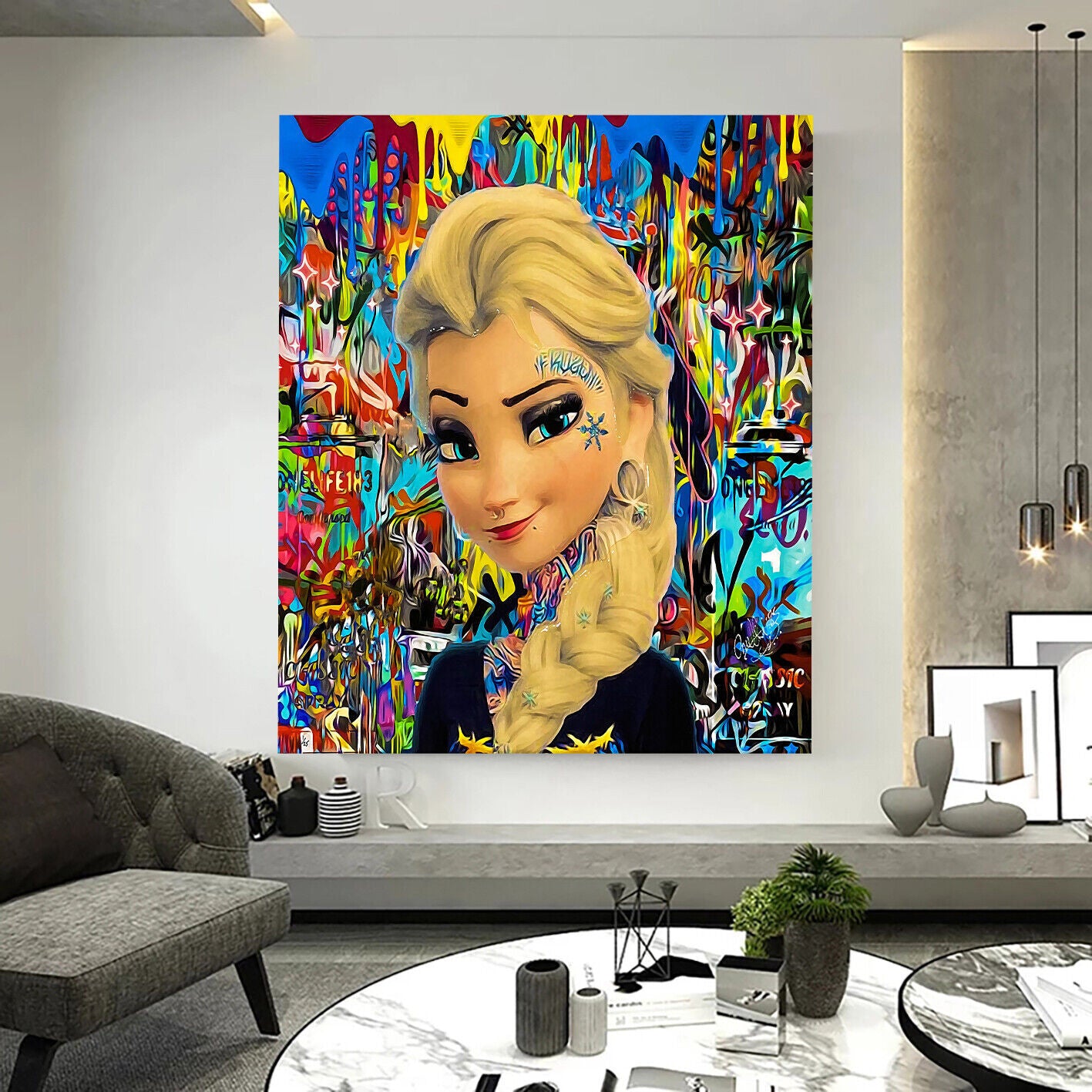 Leinwand Bilder Eiskönigin Elsa Pop Art Wandbilder - Hochwertiger Kunstdruck B8208