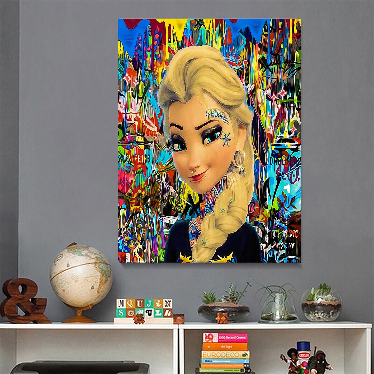 Leinwand Bilder Eiskönigin Elsa Pop Art Wandbilder - Hochwertiger Kunstdruck B8208