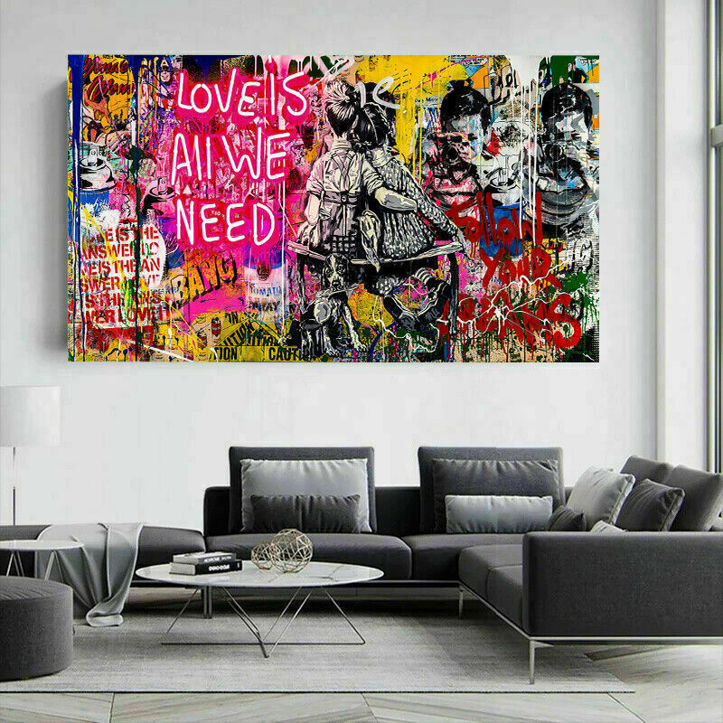 Pop Art Love is All We Need  Leinwand Wandbilder-Hochwertiger Kunstdruck B8031