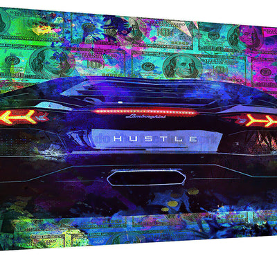 Leinwand Bilder Pop Art Sportwagen Luxus Auto Wandbilder-Hochwertiger Kunstdruck B8270