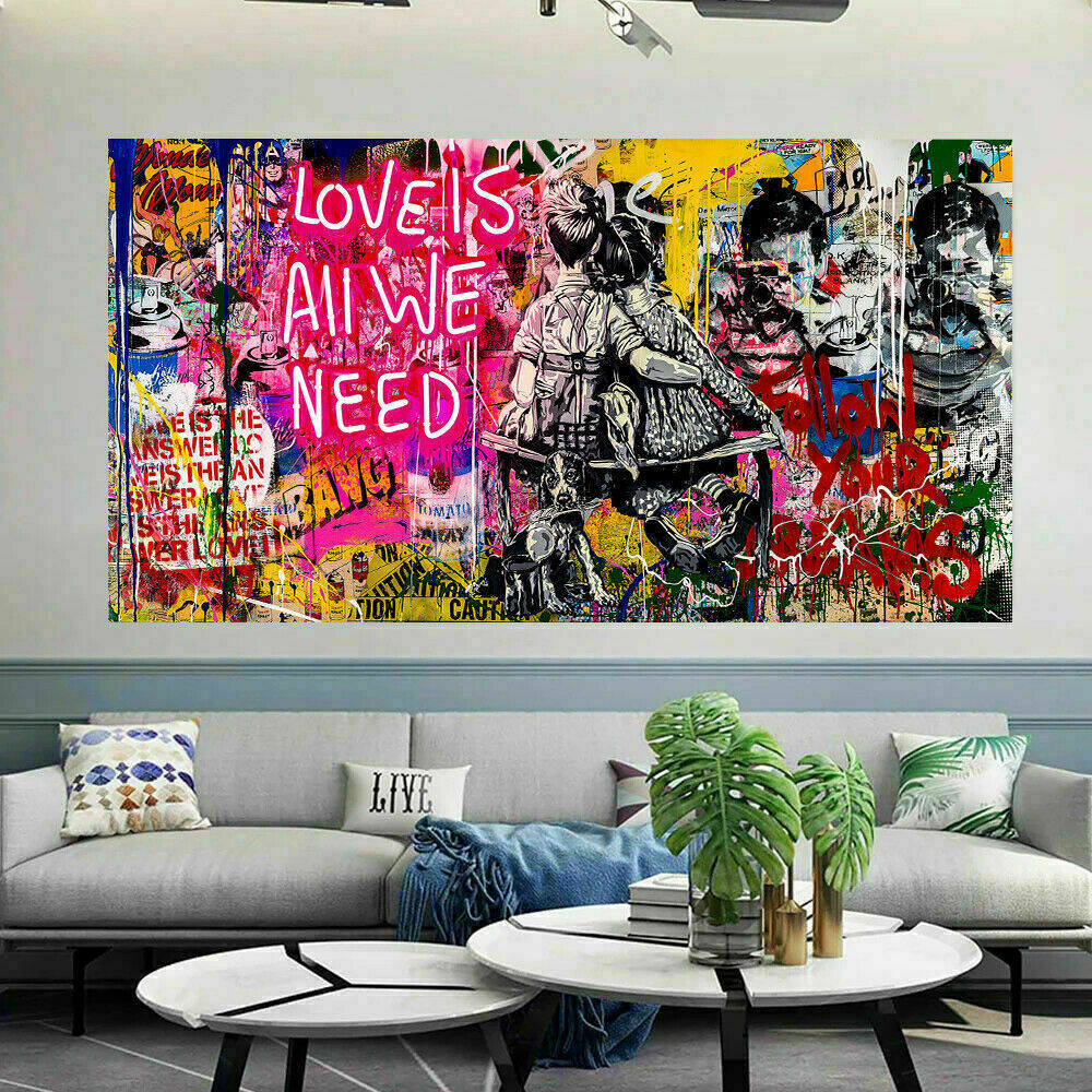 Pop Art Love is All We Need  Leinwand Wandbilder-Hochwertiger Kunstdruck B8031