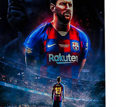Leinwand Bilder Wandbilder Sport Fußball Messi Barca - Hochwertiger Kunstdruck A3228