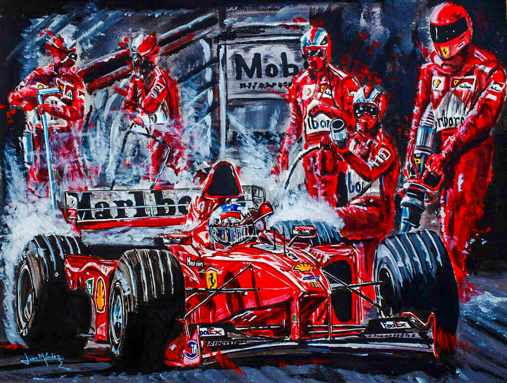 Leinwand Michael Schumacher F1 Abstrakt  Wandbilder - Hochwertiger Kunstdruck A3540