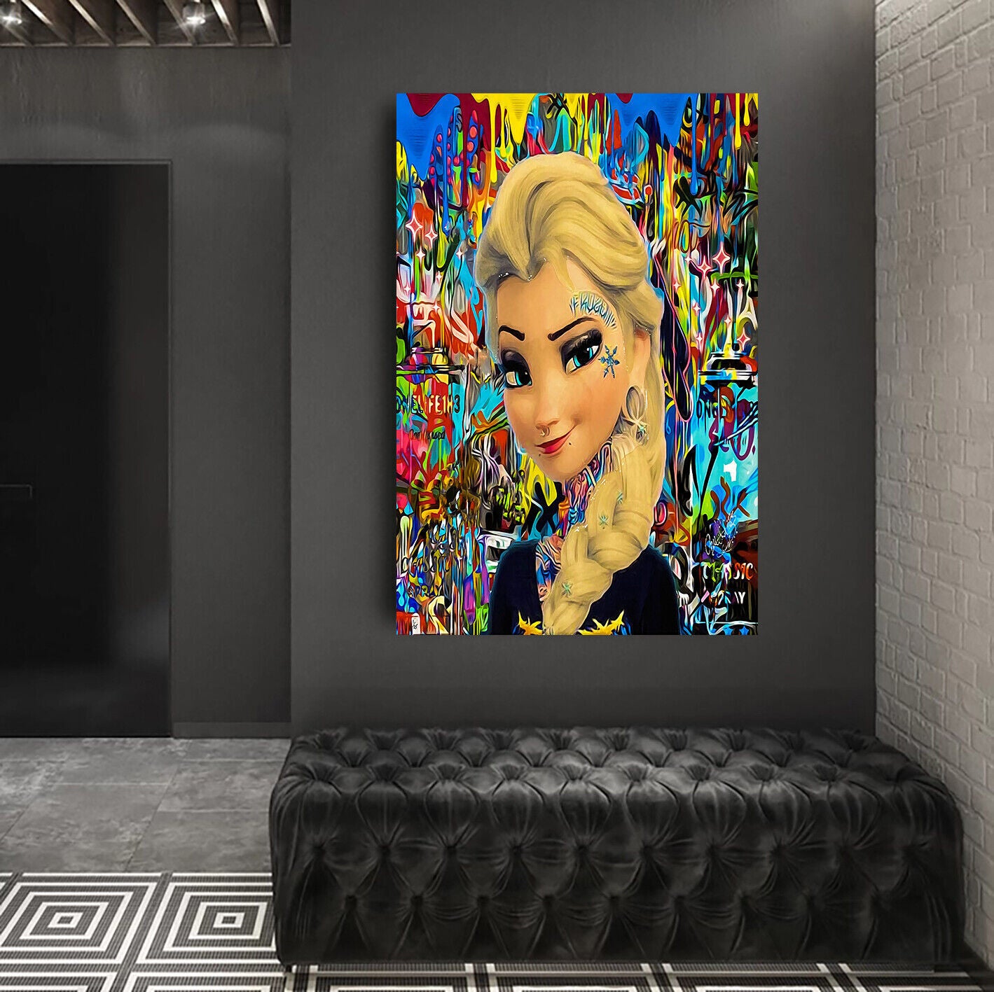 Leinwand Bilder Eiskönigin Elsa Pop Art Wandbilder - Hochwertiger Kunstdruck B8208