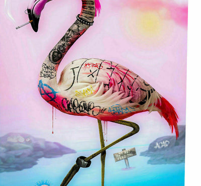Leinwand Abstrakt Flamingo Tiere Bilder Wandbilder - Hochwertiger Kunstdruck B8124