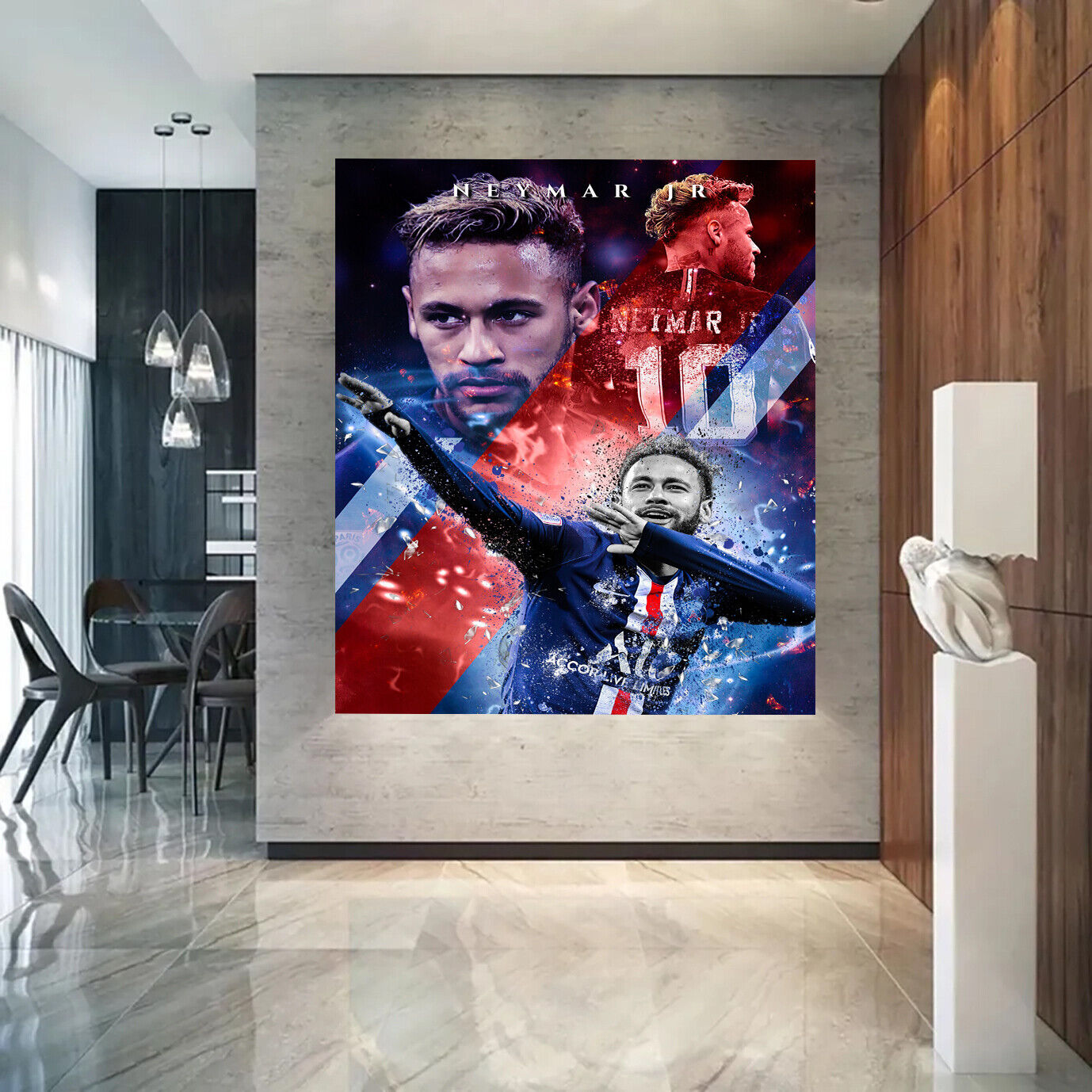 Leinwand Bilder Neymar  Fußball Pop Art Wandbilder -Hochwertiger Kunstdruck B8386