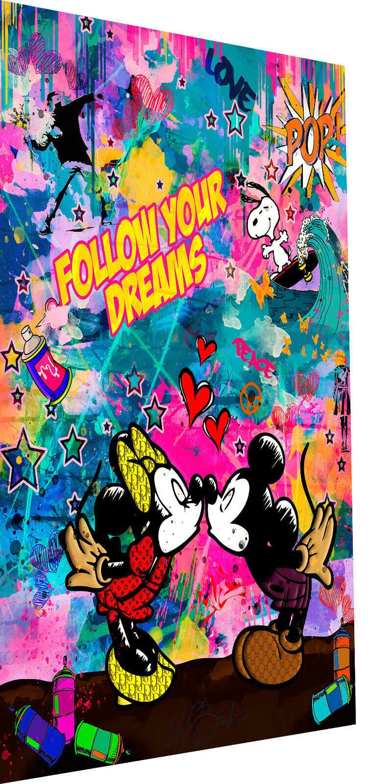 Leinwand Bilder Micky Minnie Maus  Pop Art Wandbilder-Hochwertiger Kunstdruck B8433