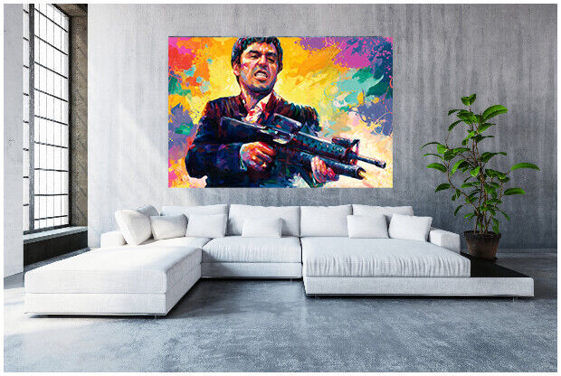 Leinwand Bilder Tony Montana Pop Art Wandbilder -Hochwertiger Kunstdruck B8465