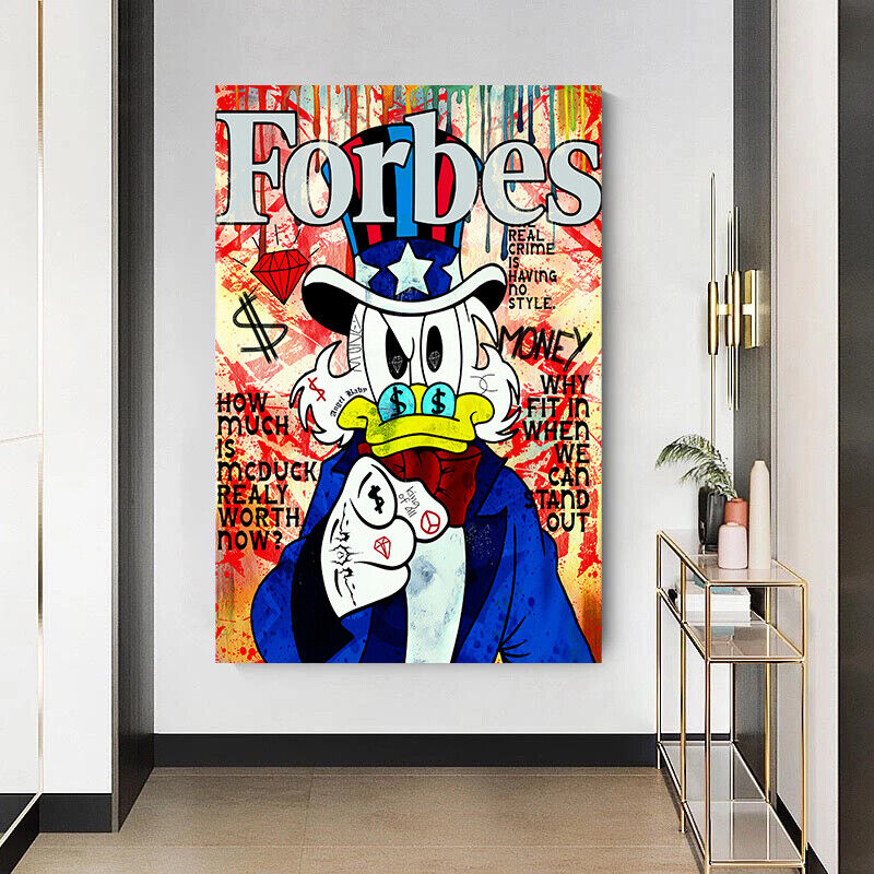 Leinwand Bilder Dagobert Duck Forbes Pop Art Wandbilder-Hochwertiger Kunstdruck B8424