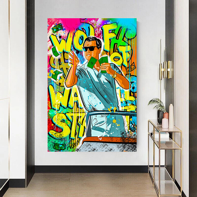 Leinwand Bilder Wolf Wall Street Auto Pop Art Wandbilder-Hochwertiger –  Magic Canvas Art