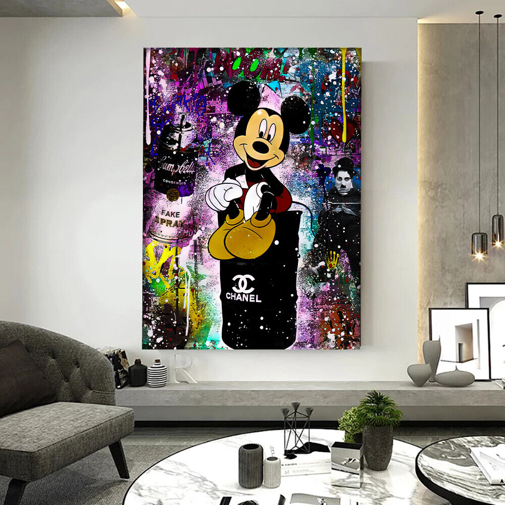 Leinwand Bilder Micky Maus Spraydose Pop Art Wandbilder-Hochwertiger Kunstdruck B8332