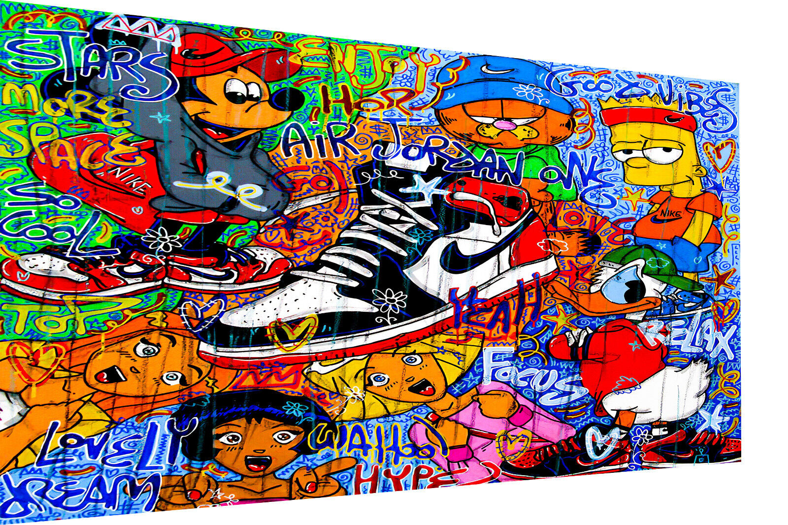 Leinwand Bilder Pop Art Micky Duck Garfield  Wandbilder -Hochwertiger Kunstdruck B8339