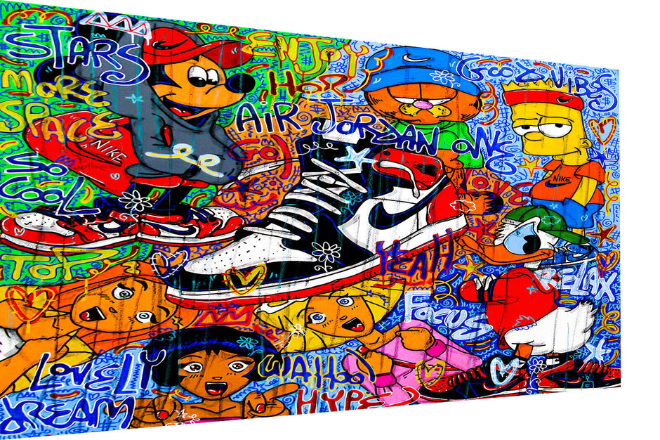 Leinwand Bilder Pop Art Micky Duck Garfield  Wandbilder -Hochwertiger Kunstdruck B8339