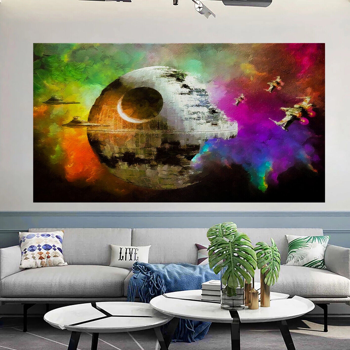 Leinwand Bilder StarWars Todesstern Pop Art Wandbilder -Hochwertiger Kunstdruck B8373