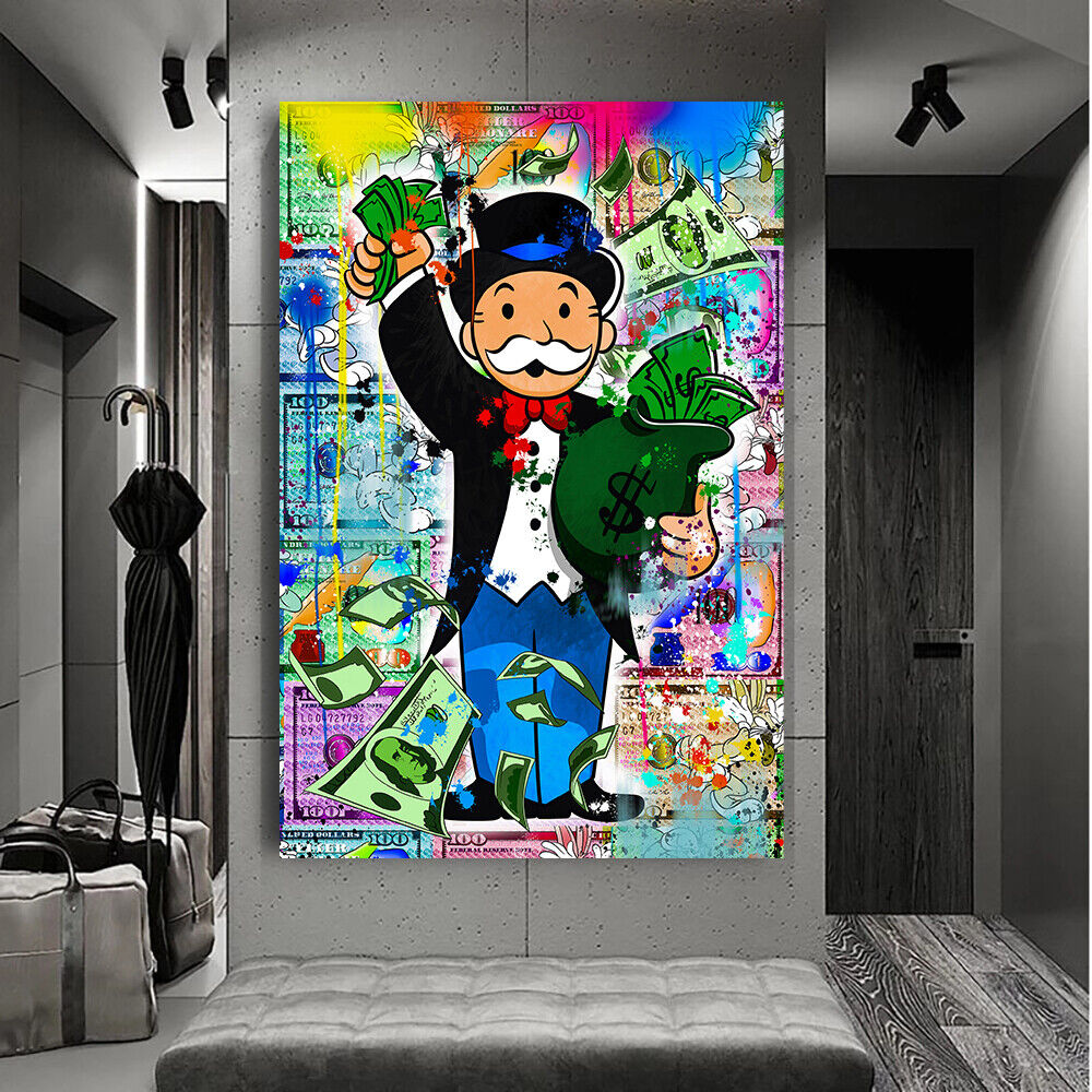 Leinwand Bilder Mr. Monopoly Geld Pop Art Wandbilder -Hochwertiger Kunstdruck B8443