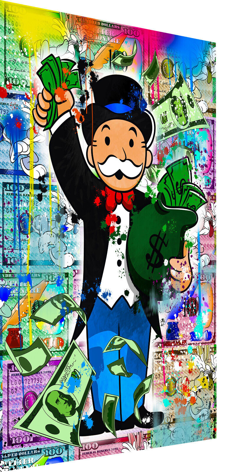 Leinwand Bilder Mr. Monopoly Geld Pop Art Wandbilder -Hochwertiger Kunstdruck B8443