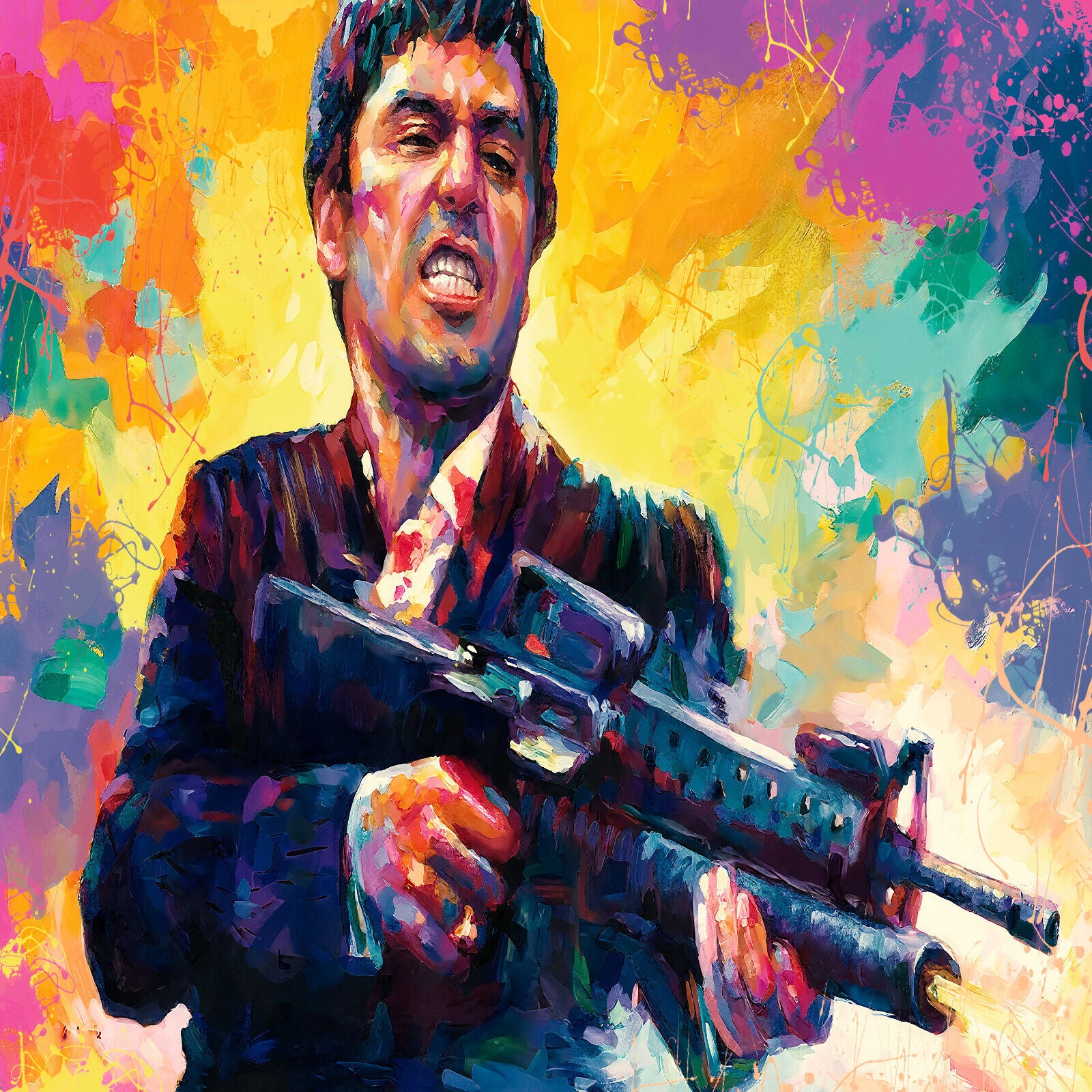 Leinwand Bilder Tony Montana Pop Art Wandbilder -Hochwertiger Kunstdruck B8465