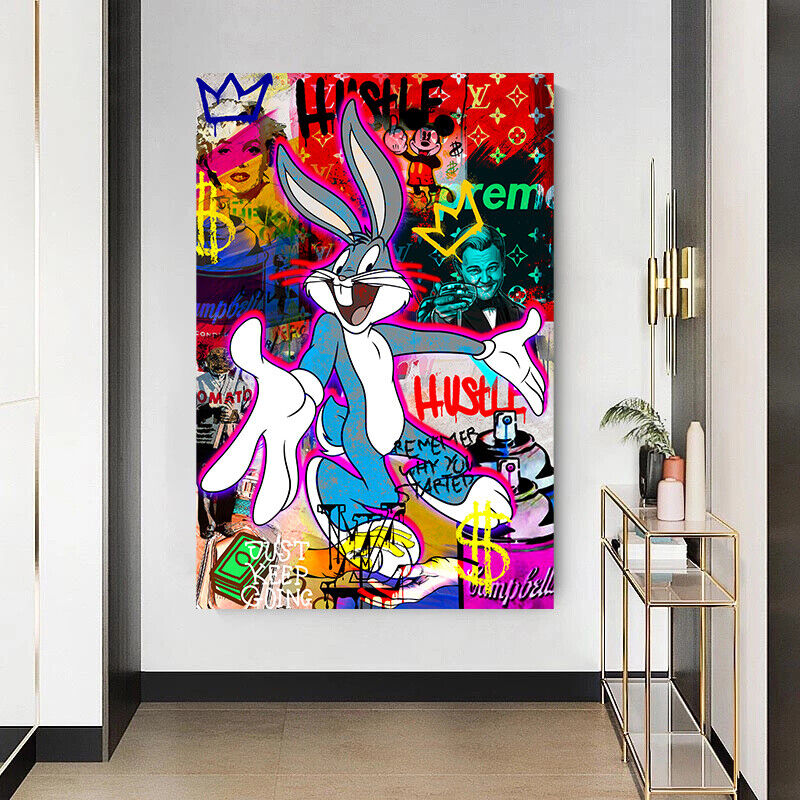 Leinwand Bilder Bugs Bunny Hustle Pop Art Wandbilder -Hochwertiger Kunstdruck B8487