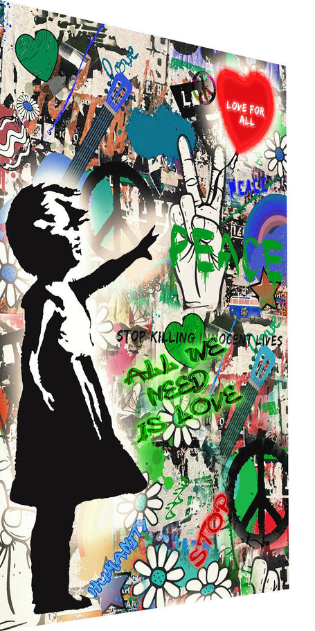 Leinwand Bilder Balloon Love Peace  PopArt Wandbilder -Hochwertiger Kunstdruck B8456