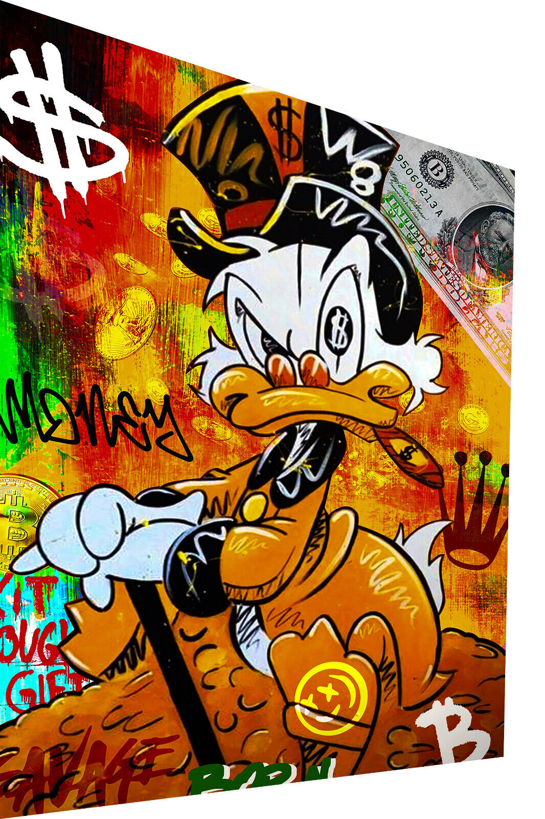 Magic Canvas Art - Pictures Dagobert Duck Pop Art Canvas Picture 1