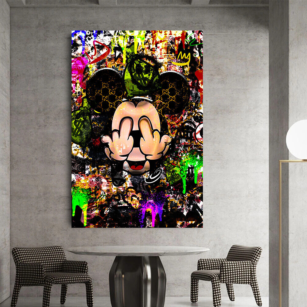 Leinwand Bilder Micky Maus Finger Pop Art Wandbilder-Hochwertiger Kunstdruck B8337